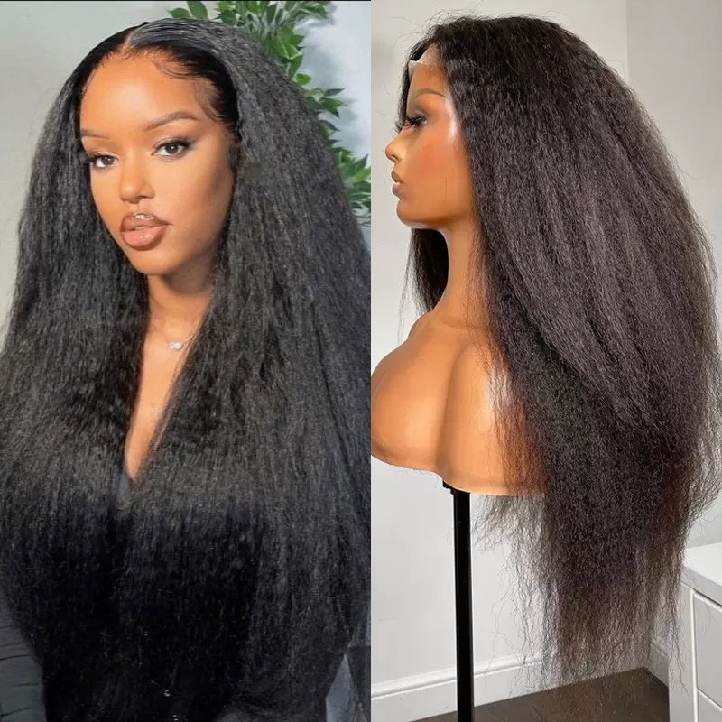 Nadula High Quality Lace Frontal Kinky Straight Pre Plucked With Baby Hair Remy Human Hair Wigs Soft 