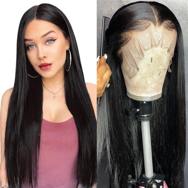 Nadula Long Silky Straight Lace Front Wig with Baby Hair 100% Unprocessed Human Hair Wig
