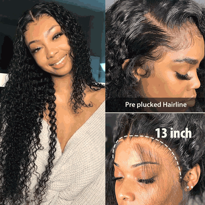 Nadula Natural Long Jerry Curly Lace Front Wigs High Quality 100% Human Hair