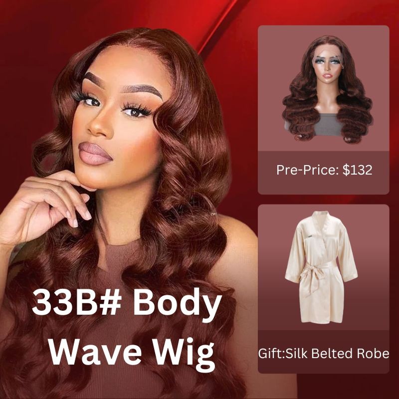 Nadula #33 Red Brown Auburn Body Wave Human Hair Wig Hair Perfect Hair Color For Dark Skins 13x4 Lace Front Colored Wigs For Women